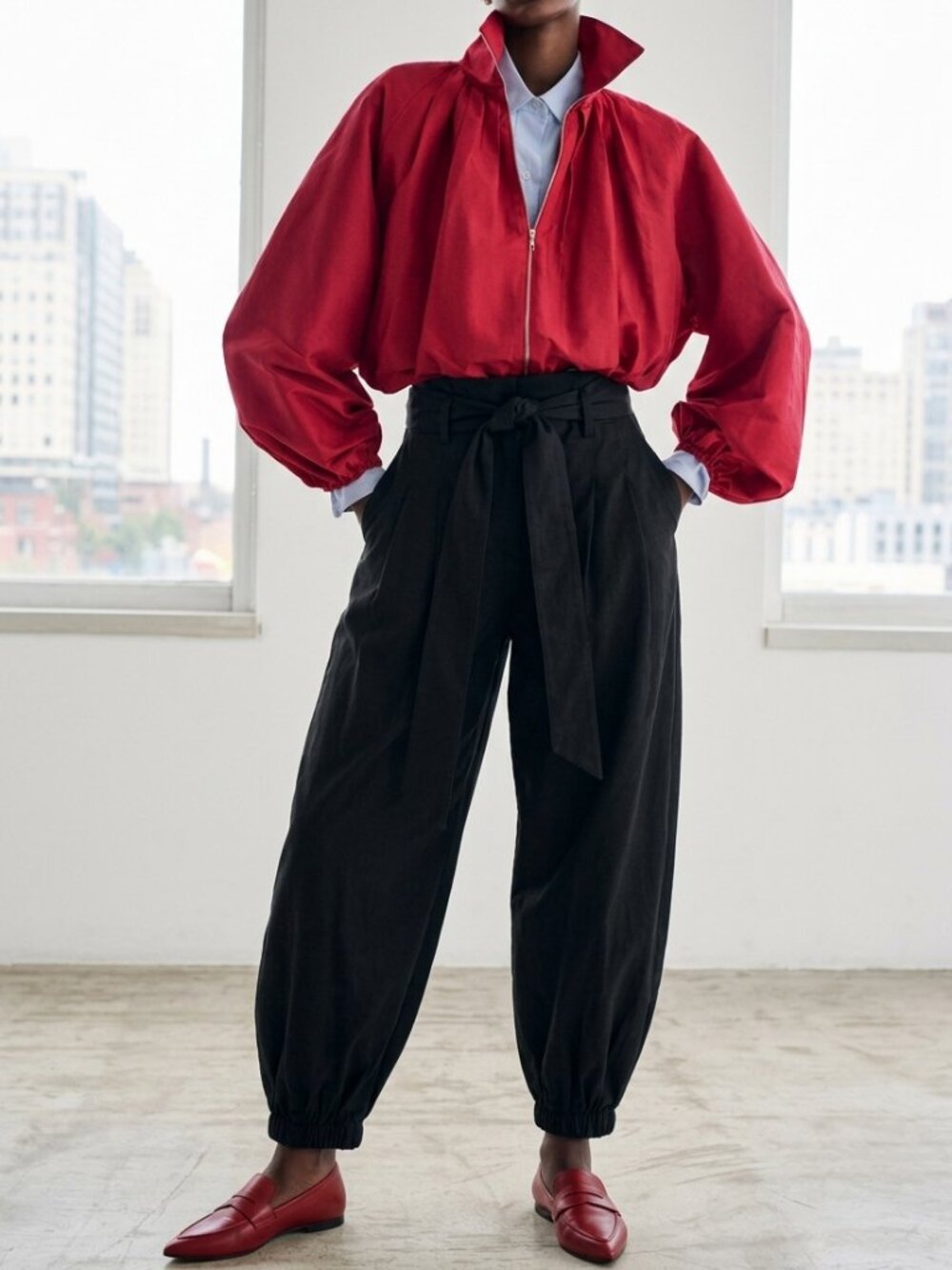 Alexis Janes Black Wide Leg Pants Joggers Belted Harem High Rise Extra Small XS